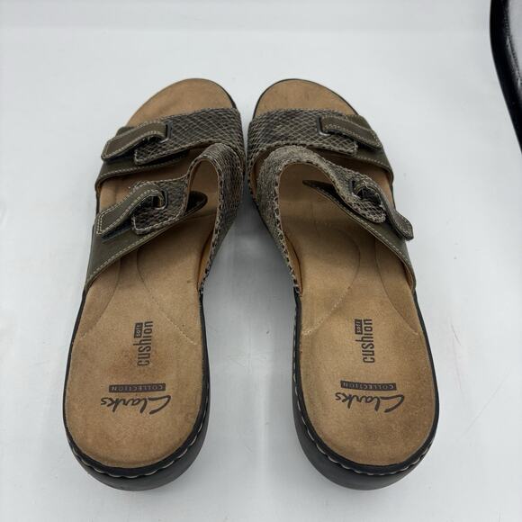 Clarks Sandals‎ Womens Size 10 Delana Fenela Wedge Heel Sandal Snake Print - Picture 8 of 10